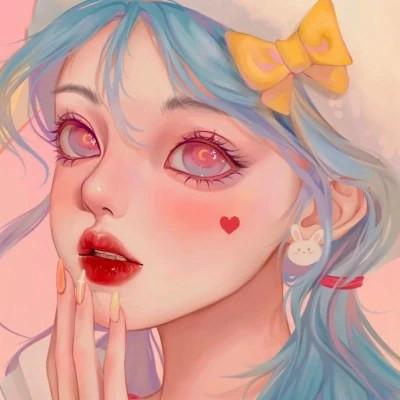 插画女生手绘图片唯美头像