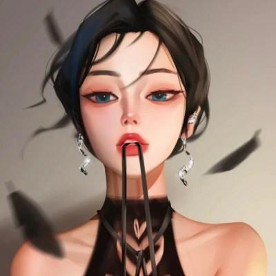 插画女生手绘图片唯美头像