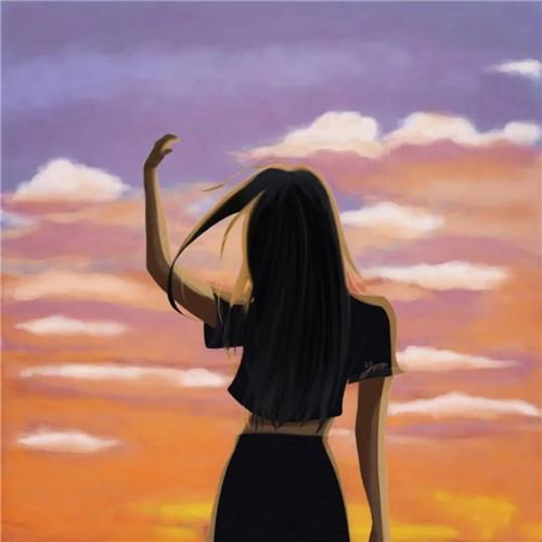 氛围感女生头像不露脸手绘图片