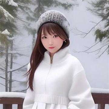 银装素裹雪中白色系女生头像图片