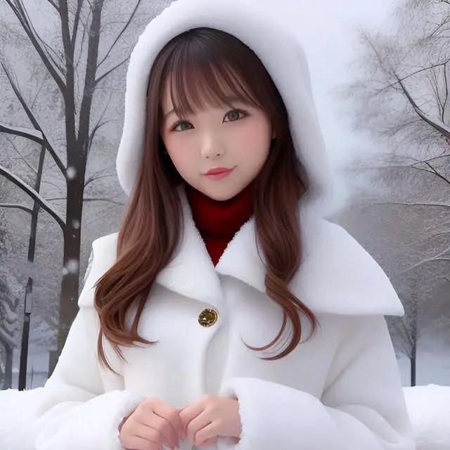 银装素裹雪中白色系女生头像图片