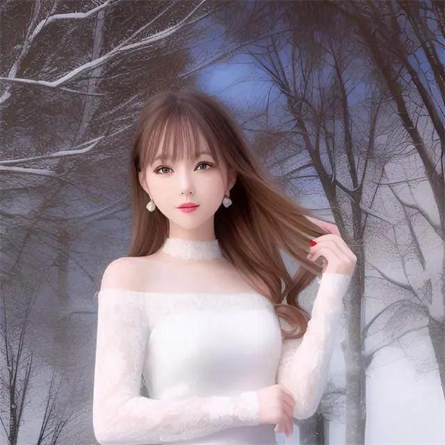 银装素裹雪中白色系女生头像图片