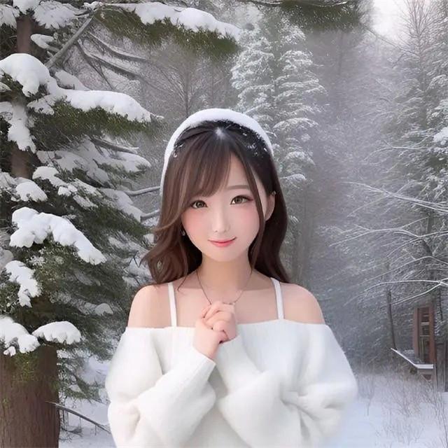 银装素裹雪中白色系女生头像图片