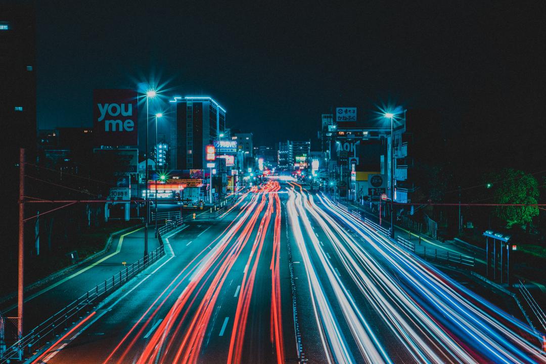 城市车流夜景图片 真实