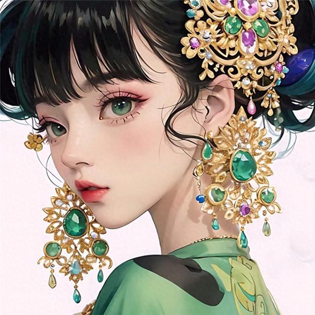 绚丽多彩手绘女生多巴胺头像图片