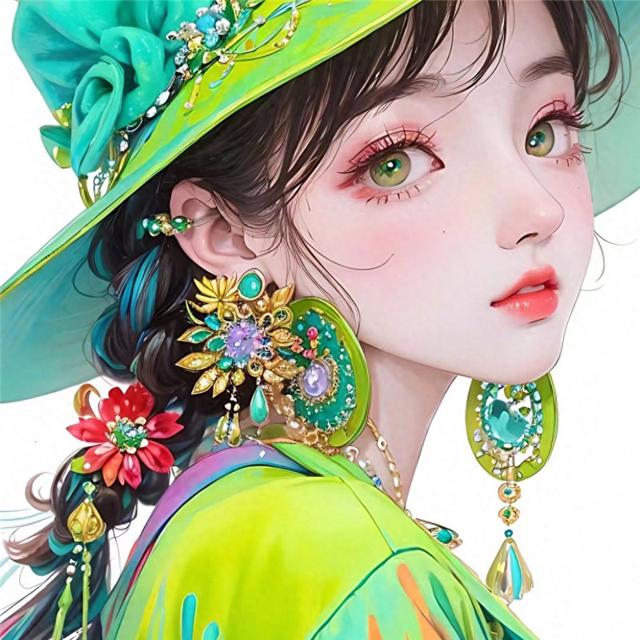 绚丽多彩手绘女生多巴胺头像图片