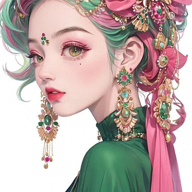 绚丽多彩手绘女生多巴胺头像图片