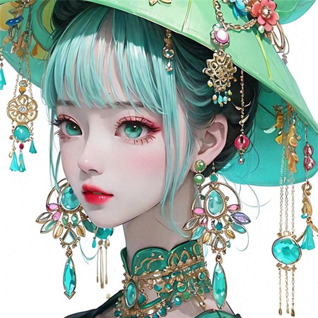 绚丽多彩手绘女生多巴胺头像图片