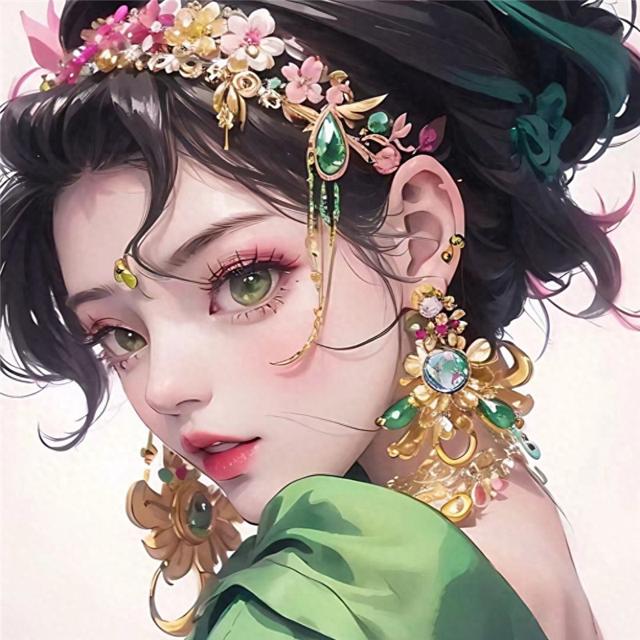 绚丽多彩手绘女生多巴胺头像图片