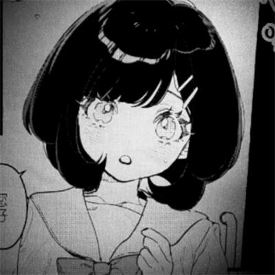 黑白漫画风女生头像