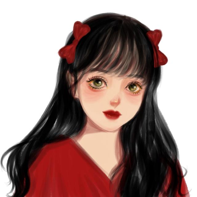 新年红色女生手绘动漫头像图片