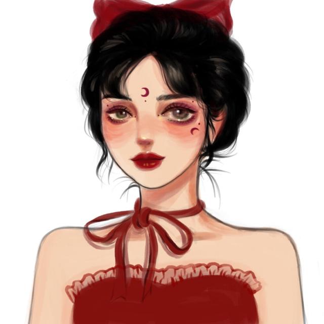 新年红色女生手绘动漫头像图片