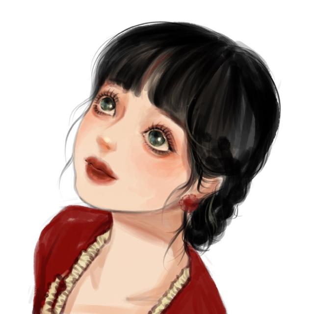 新年红色女生手绘动漫头像图片