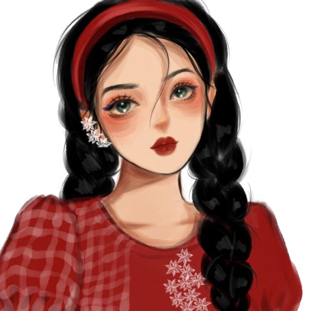 新年红色女生手绘动漫头像图片
