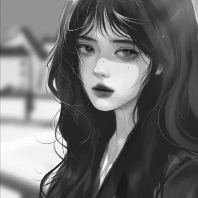 女头像ins风漫画黑白