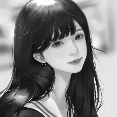女头像ins风漫画黑白
