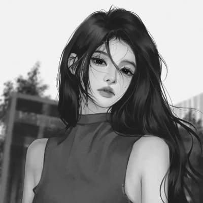 女头像ins风漫画黑白