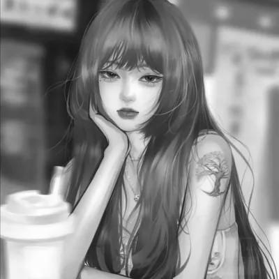 女头像ins风漫画黑白