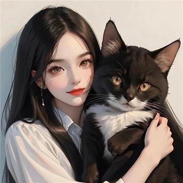 动漫女生抱猫治愈系列头像图片