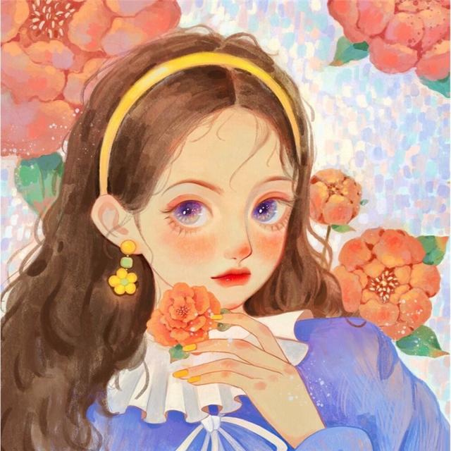 水彩头像女生插画图片