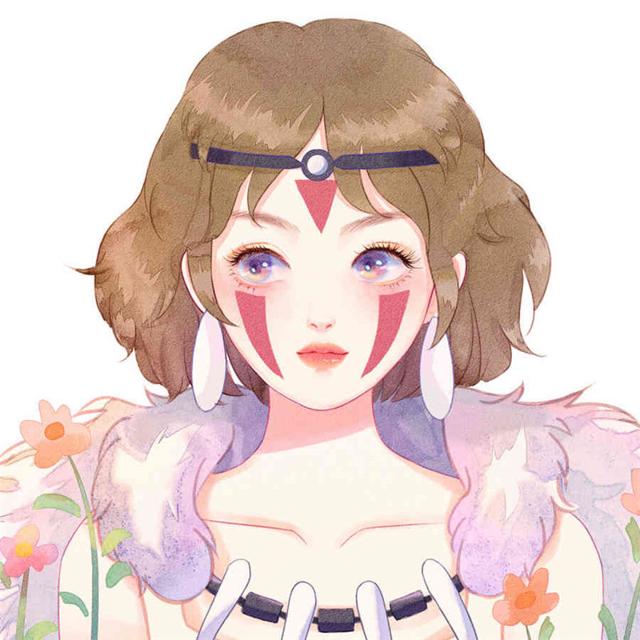 宫崎骏插画手绘女生头像图片 经典人物