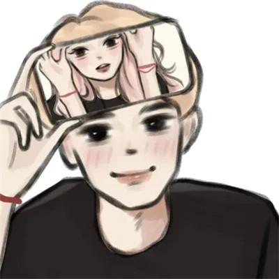情侣手绘动漫头像简单一男一女图片