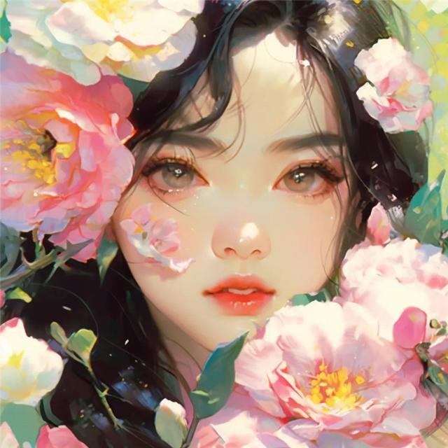 花与少女动漫唯美女生头像图片