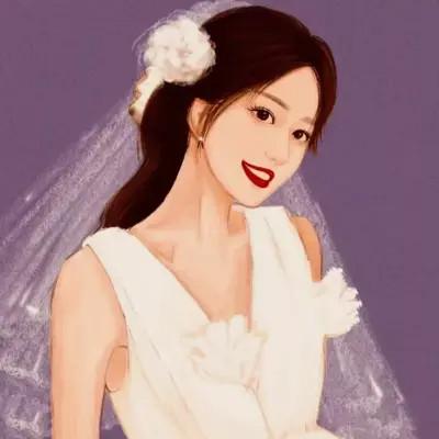 手绘唯美动漫婚纱头像女生图片