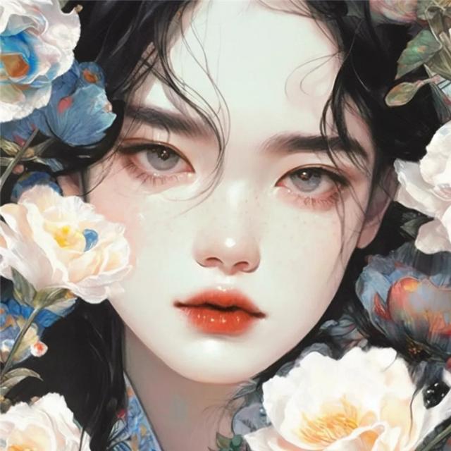 花与少女动漫唯美女生头像图片