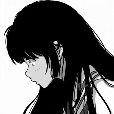 动漫二次元情侣头像黑白
