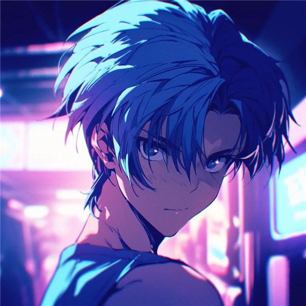 蓝色系炫酷男生动漫头像图片