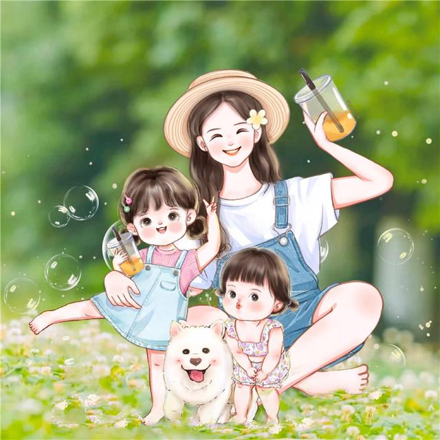 唯美清新母女清新亲子卡通头像图片