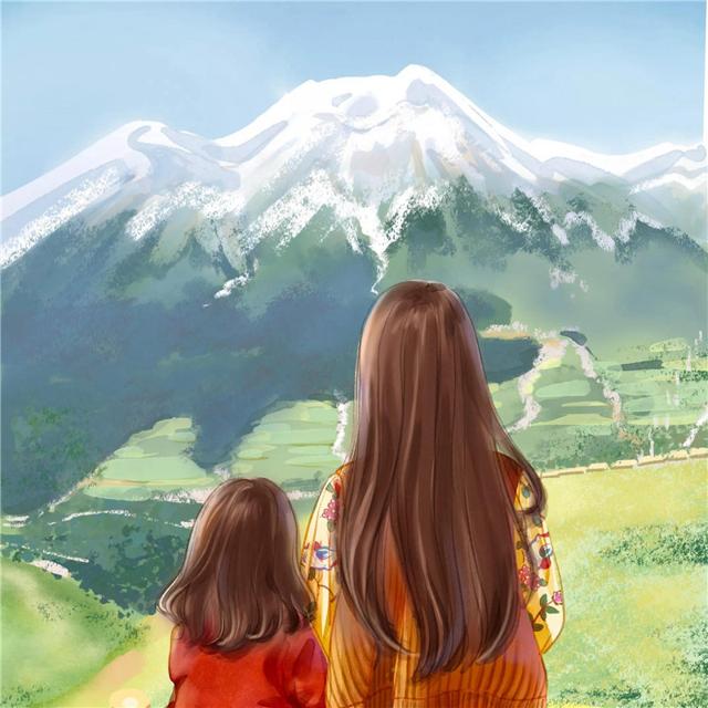 唯美清新母女清新亲子卡通头像图片