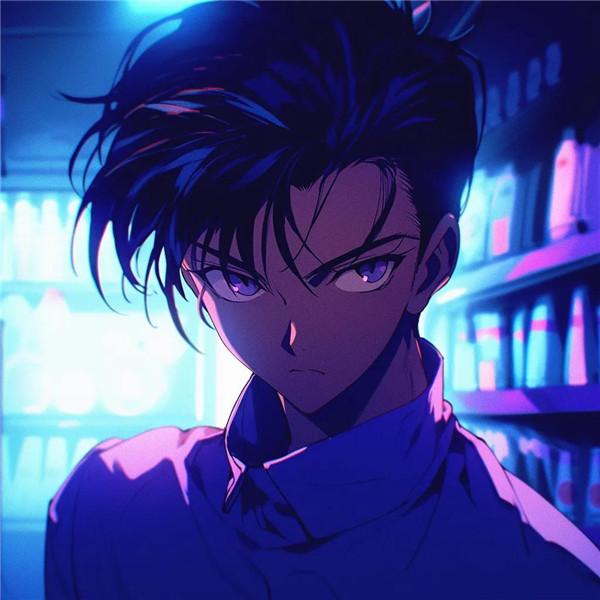 蓝色系炫酷男生动漫头像图片