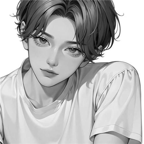 情侣头像简约黑白动漫一男一女图片（精选）