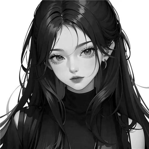 情侣头像简约黑白动漫一男一女图片（精选）