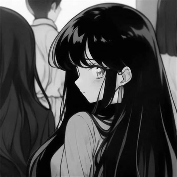 二次元女生头像黑白高清图片，超好看