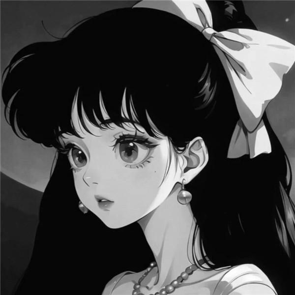 二次元女生头像黑白高清图片，超好看