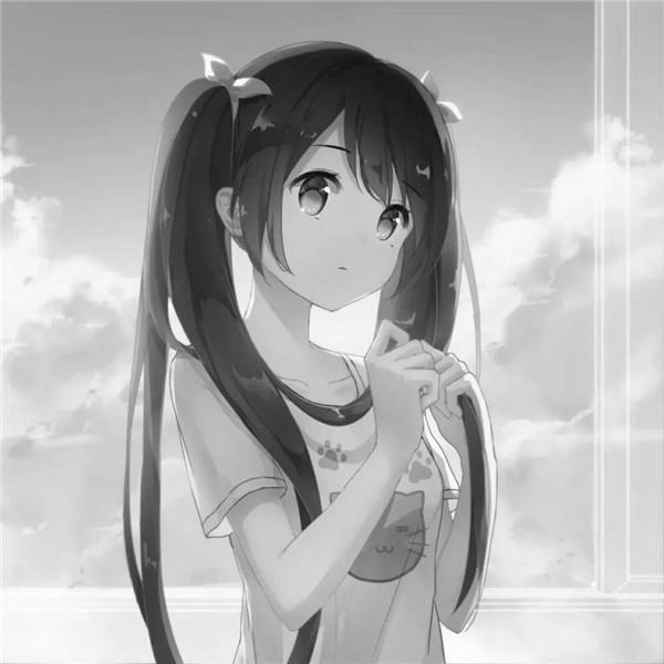 二次元女生头像黑白高清图片，超好看