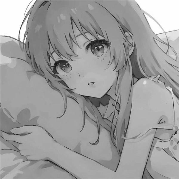 二次元女生头像黑白高清图片，超好看