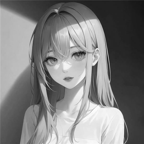 二次元女生头像黑白高清图片，超好看