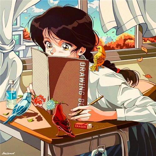 女生复古旧漫风格头像图片