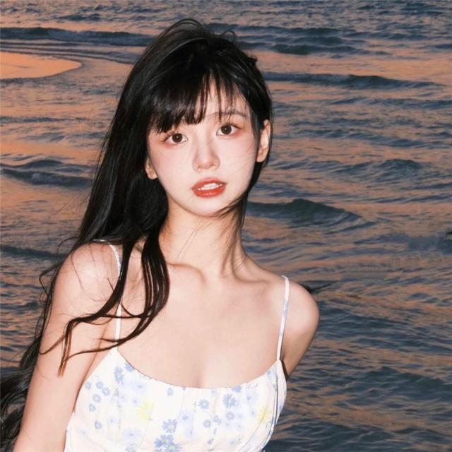 女生夕阳头像海边风景唯美图片