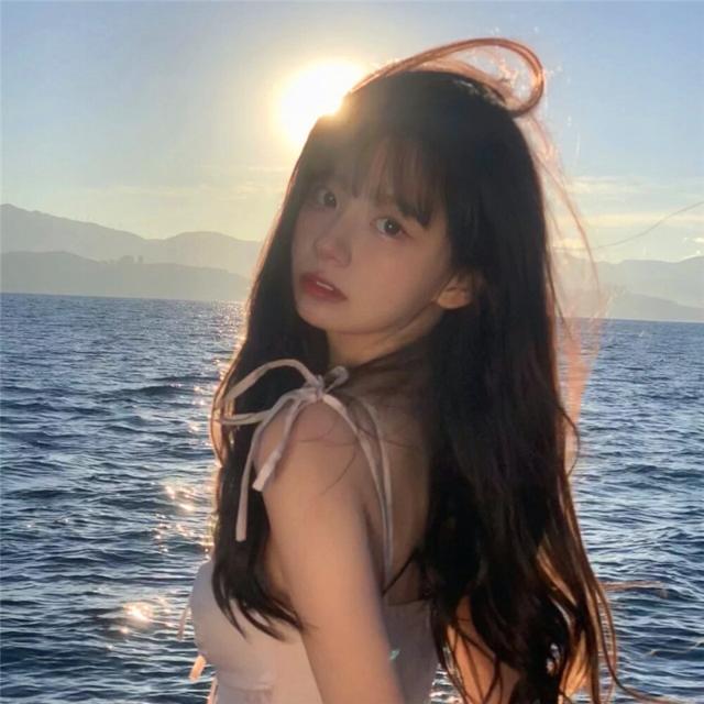 女生夕阳头像海边风景唯美图片
