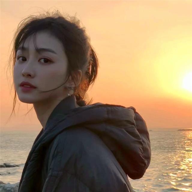女生夕阳头像海边风景唯美图片