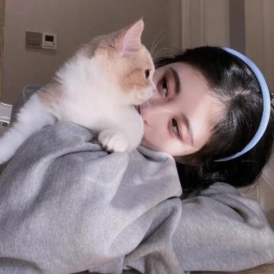 女生抱猫头像高清图片