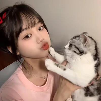 女生抱猫头像高清图片