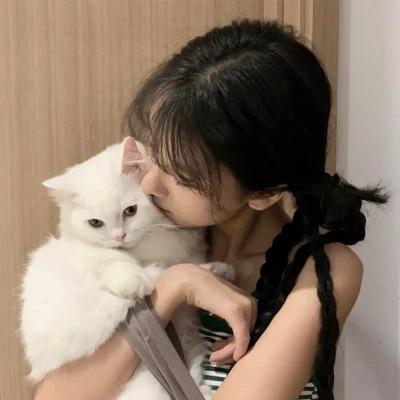 女生抱猫头像高清图片