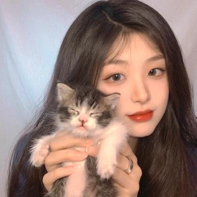 女生抱猫头像高清图片