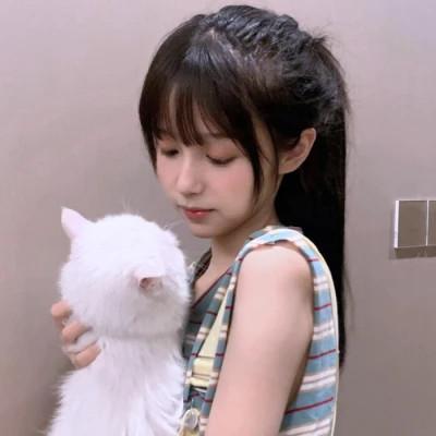 女生抱猫头像高清图片